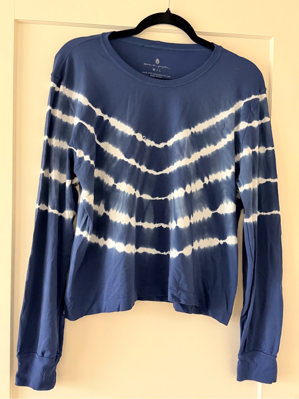 Spiritual Gangster Navy & White Tie-Dye Long Sleeve Tee
